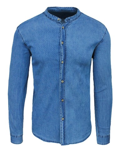 CAMICIA DI JEANS UOMO COREANA BLU DENIM CASUAL ESTIVA IN COTONE taglia XL  XXL | eBay