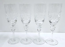 4 Minty Rogaska Crystal Gallia Champagne Glasses 8 1/4" Flute Set Stem Glass