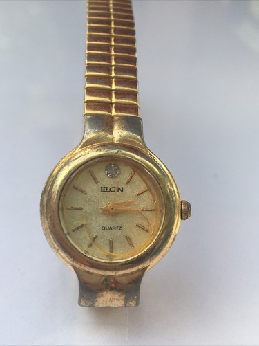 Vintage Elgin Wrist Watch Quartz Diamond Accent Ex122-007 5Y30 Repair/Parts - Picture 2 of 6