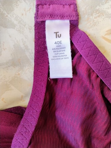 TU Women - Purple Jacquard Zig Zag Full Cup T-Shirt Bra with Lace, Size 40 E - Picture 6 of 7