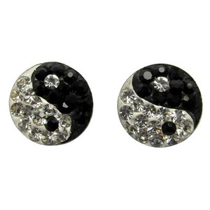 Pair Of Sterling Silver 925 Sparkly Ying Yang Ball Stud Earrings Image Is Loading Pair Of Sterling Silver 925 Sparkly Ying Yang