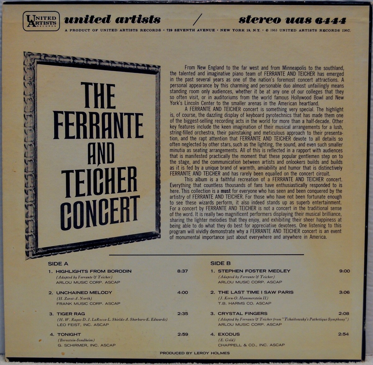 LP フェランテとタイシャー Mg PS1370UA UNITED ARTISTS /00400 The Ferrante and Teicher Concert [United Artists UAS 6444