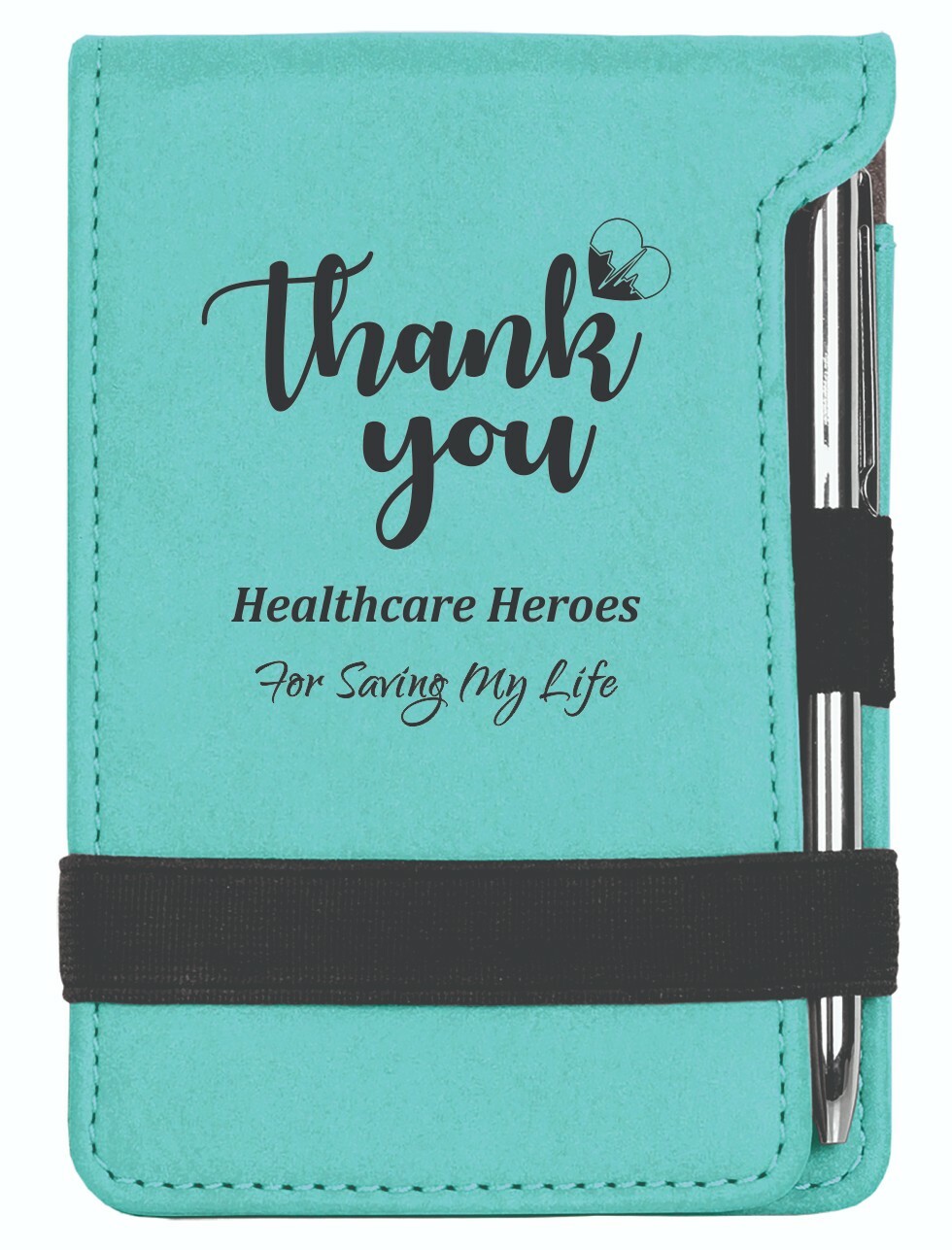 Teal Custom Leatherette Notepad with Pen for Healthcare Professionals-image