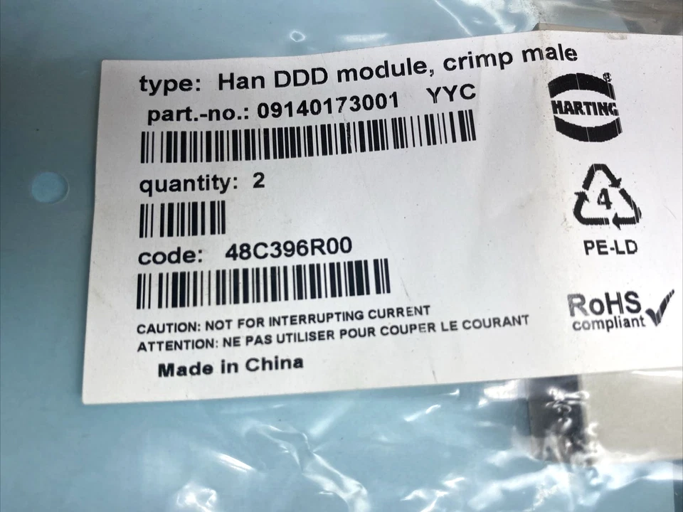 Lot of 10 Pieces) Harting 09140173001, Han DDD Module, Crimp Male, 17 Pin - Image 3 of 4