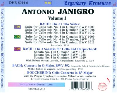 BACH: 6 SUITEN FÜR CELLO SOLO; 3 SONATEN FÜR CELLO & CEMBALO; BOCCHERINI: CE
