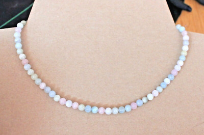 50 cm Multicolor Beryll / Morganit Edelstein  kette, 4 mm, ( R - 8)