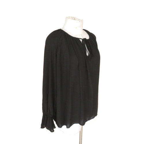 Tahari Woman Plus Sz 2X Black Long Bell Sleeves Blouse Top Tunic Shirt NWT $88