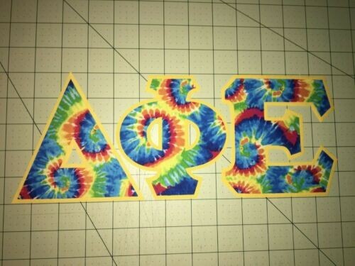 DELTA PHI EPSILON 5 INCH GREEK SORORITY IRON ON LETTERS (NO SEW) - TIE DYE - Picture 1 of 1