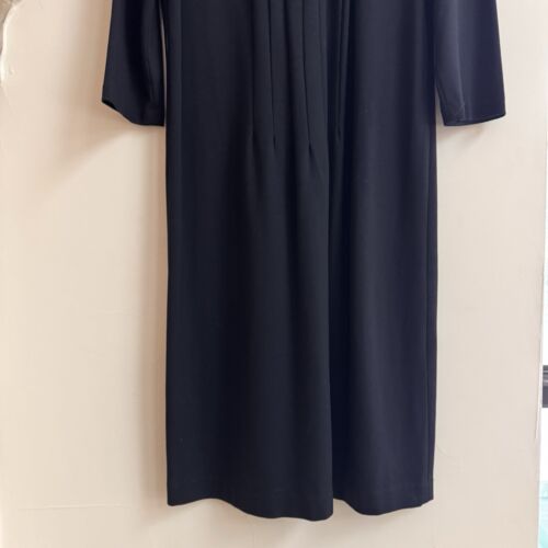 Talbots Black Long Sleeve Pleated Front Midi Shift Womens Size 12 Modest - Picture 4 of 13