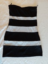Ladies Dress Shasa Size L Strapless Black Stripes 19542