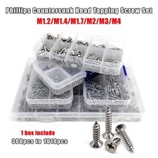 M1.2-M4 SS304 Phillips Flat Countersunk Head Self-tapping Wood Screw Set Kit Box