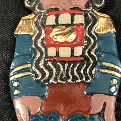 Enamel Nutcracker Pendant Christmas Ornament Blue Red Nut Cracker Vintage - Foto 3 di 9