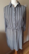 James Lakeland Womens Shirt Dress Size XL /16 Black White Grey
