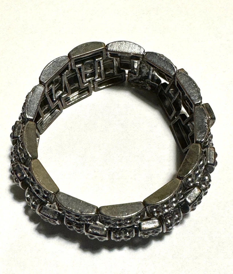 Crystal And Black Metal Statement Stretch Bracelet 8” - Image 4 of 4