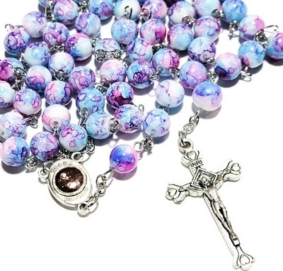 Holy Soil Silver Cross Crucifix Terra Jerusalem Rosary 