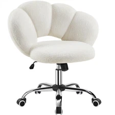 Boucle Upholstered Desk Chair Cloud-shaped Vanity Chair with Adjustable Height