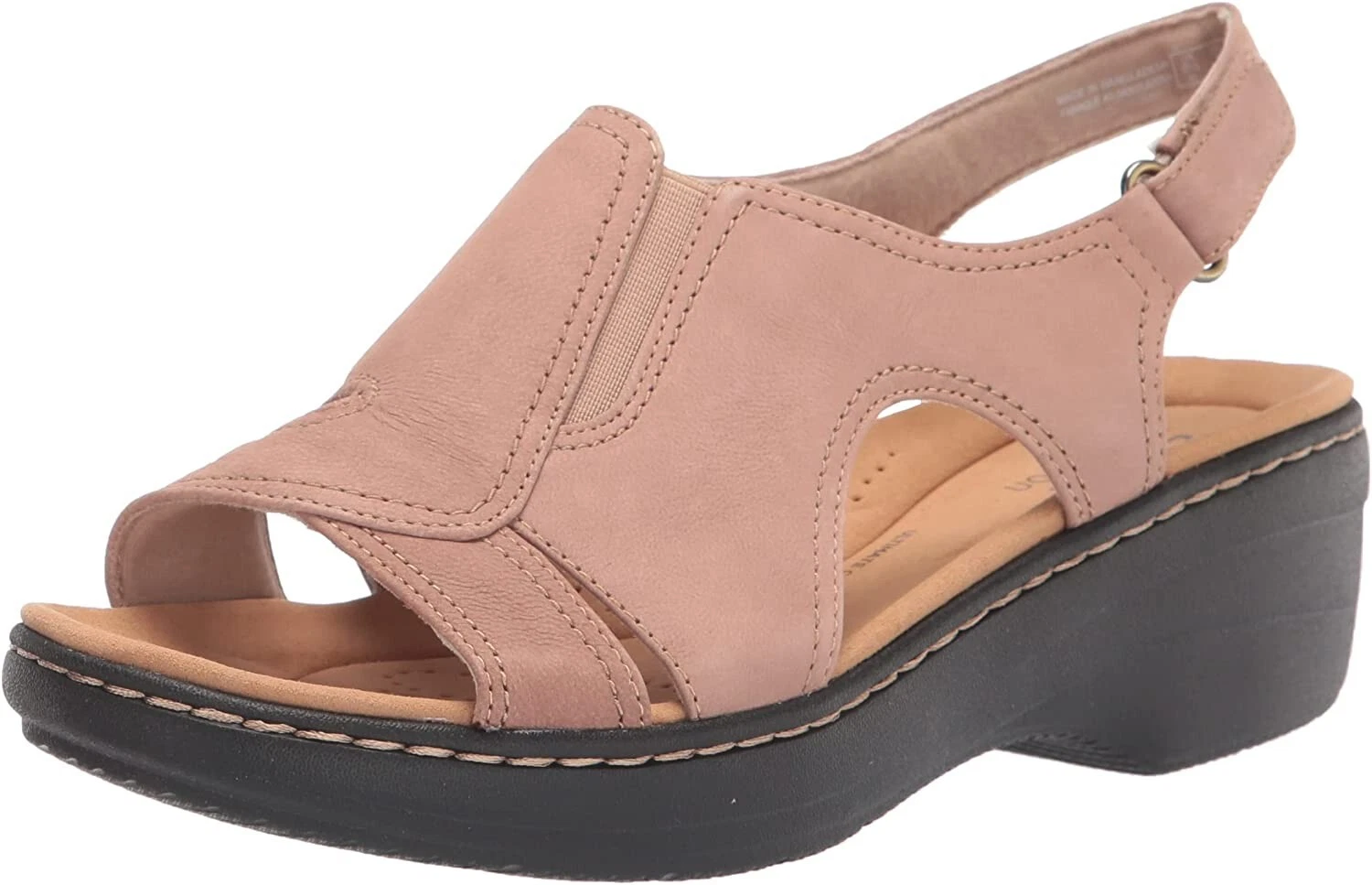 Clarks sandalo donna stile Airabell Merliah tacco pelle sabbia misura 9 5 LARGO