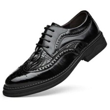 Fashion Mens Carved Lace Up Oxfords Business Casual Office Brogue Leather Shoes