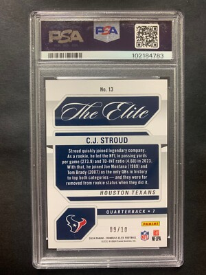 C.J. Stroud 2024 Panini Donruss Elite The Elite Purple /10 PSA 10
