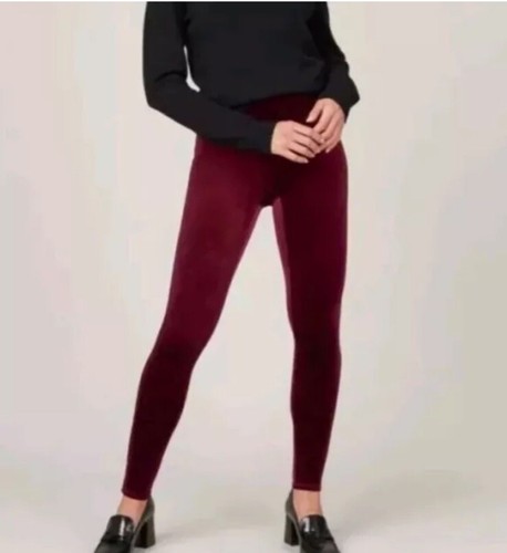 NWT SPANX Velvet leggings Women's Small Rich Burgundy Pull On High Waist stretch