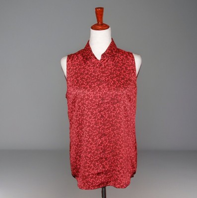 EQUIPMENT FEMME Women's Small  Red Floral Sleeveless Top Blouse