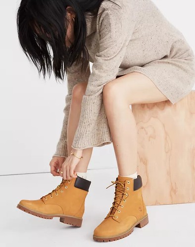 🤎 TIMBERLAND Wheat Nubuck JAYNE 6" WATERPROOF Prima Loft Classic Work Boot 6 US - Picture 3 of 8
