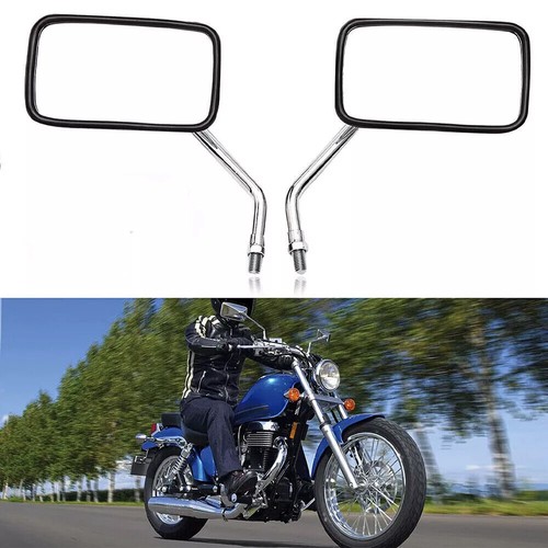 For Kawasaki Vulcan VN 500 800 900 1600 Chrome Rectangle Motorcycle Mirrors 10MM - Picture 11 of 13