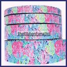 3yds Lilly Fabric Inspired Let's Cha Cha Navy 5/8" 7/8" Grosgrain Ribbon