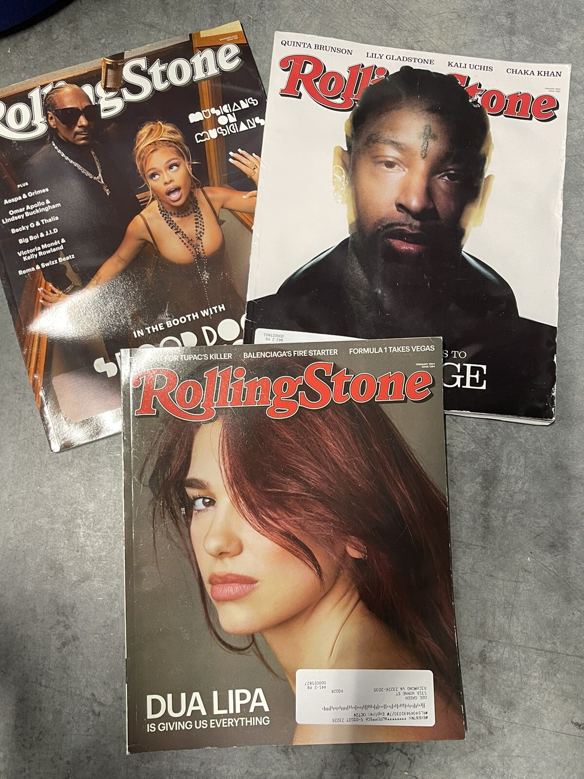ROLLING STONE MAGAZINE 2023/24 Dua Lipa, 21 Savage, Snoop Dogg Issues 1381 83 84