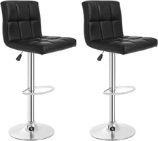 Counter Bar Stools Set of 2 Modern PU Leather Height Adjustable Swivel Barstool