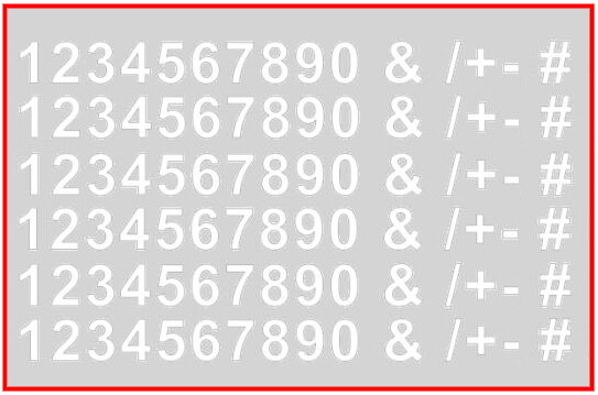 90 Zahlen Nummern Sonderzeichen weiss Aufkleber Klebezahlen verschiedene Größen