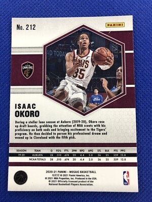 2020-21 #212 Isaac Okoro Panini Mosaic Basketball Rookie Card RC