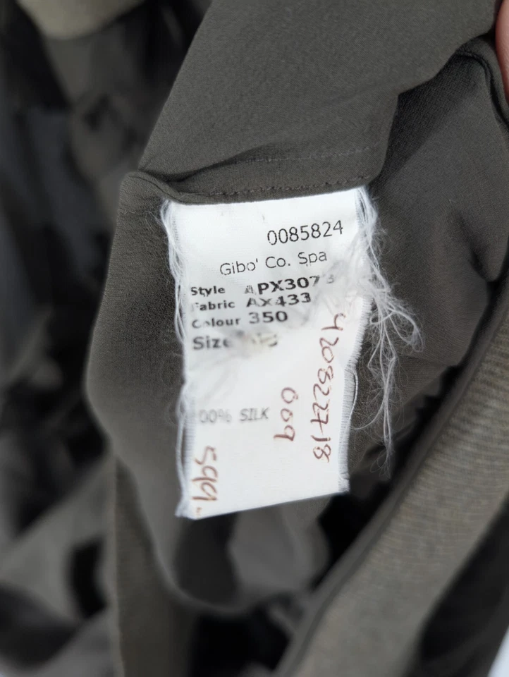 John Galliano Y2K 橄榄丝绸雪纺轰炸机衬衫 3D 花朵迷彩意大利样品 — 第 3/4 张图片