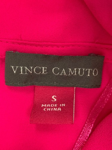 Vince Camuto Sheer Mock Neck Blouse Size Small Hot Pink High Low Maximalist Chic - Picture 2 of 12