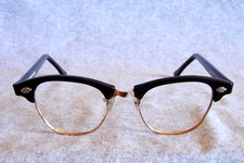 artcraft vintage horn rim browline eyeglass frames 44-18-145 brown nos new