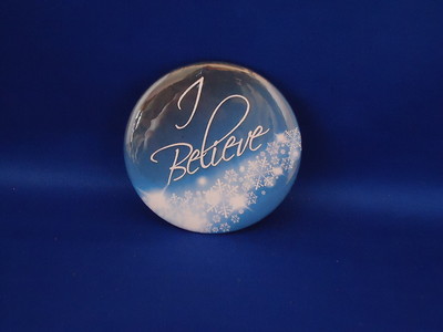 ''I BELIEVE'' BUTTON Christmas Christian pin  pinback 2 1/4'' badge NEW XMAS  magic