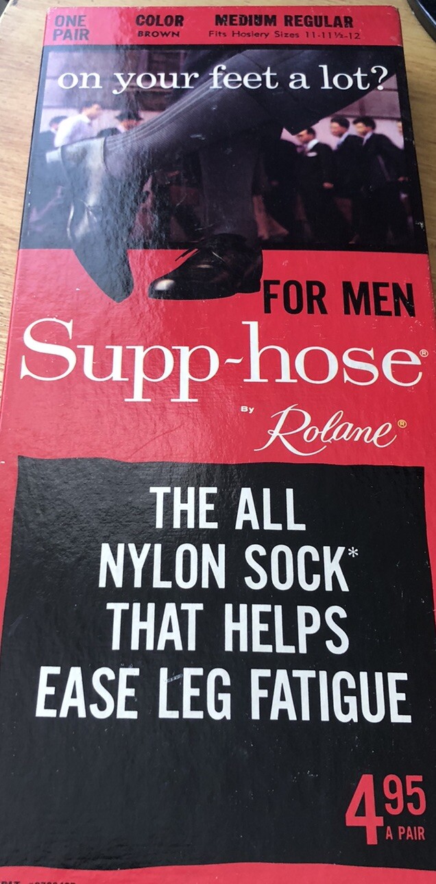 SAOLA Supp Hose Roland da uomo un paio calze in nylon marrone **Solo scatola** anni 50 60