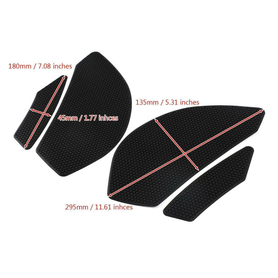 4x Side Tank Traction Grips Pads Fit for Kawasaki ZX6R Ninja ZX600 ZX636 09-19 A Foto 3 de 4