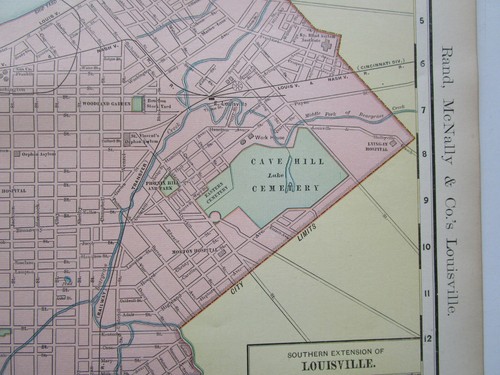 KY 1898 LOUISVILLE KENTUCKY City Map. Tremendous Detail, Named Streets Railroads - Picture 8 of 12