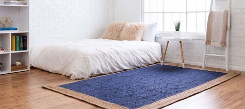 Rug Blue Jute Natural Handmade Braided Farmhouse Decor Rustic look Modern Carpet - Picture 2 of 17