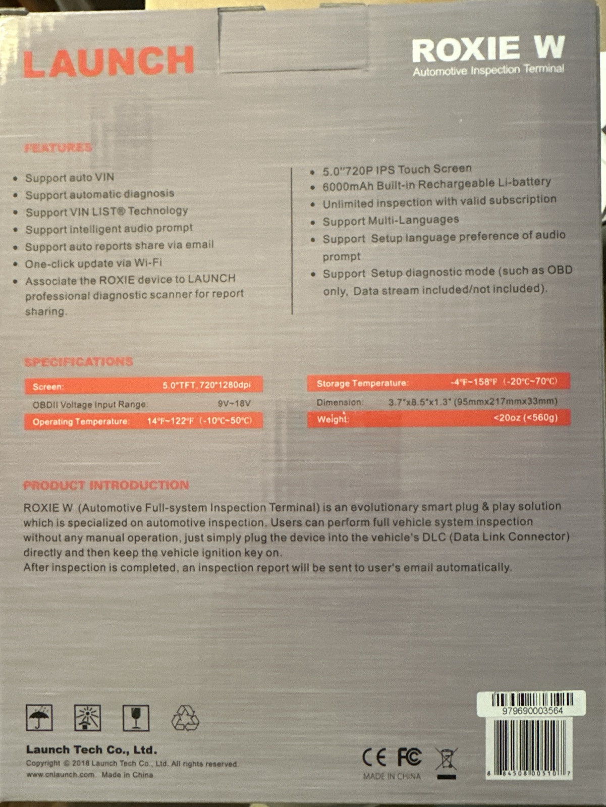 Launch USA Roxie WiFi Diagnostic Scan Tool Automatic Pre Post Scan NEW 301050450