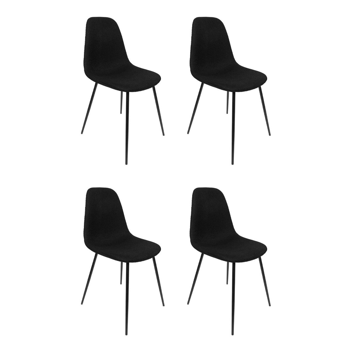Chaises Atome lot de 4 chaises de cuisine ergonomiques en résine noire lavable