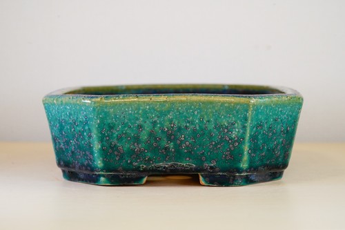 Japanese Bonsai Pot Tokoname AIBA KOYO 9.4"(24cm) Green Glazed Rectangle Y908 - Picture 4 of 11