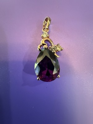 Xuping 925 Sterling Silber Gold Platte Amethyst Anhänger