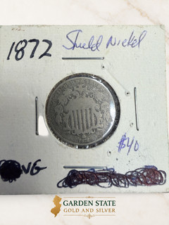 1872 Shield Nickel 5C Philadelphia Business Strike KM#94