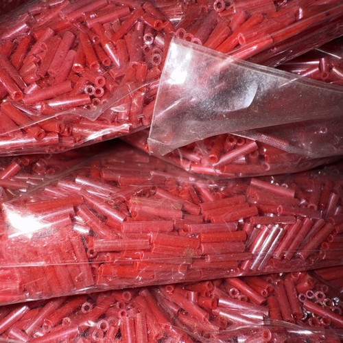 500 Grams 1 Pound 2 Ounces Huge Lot Bugle Beads Glass Red 12x2mm Wholesale Lot - Picture 2 of 7