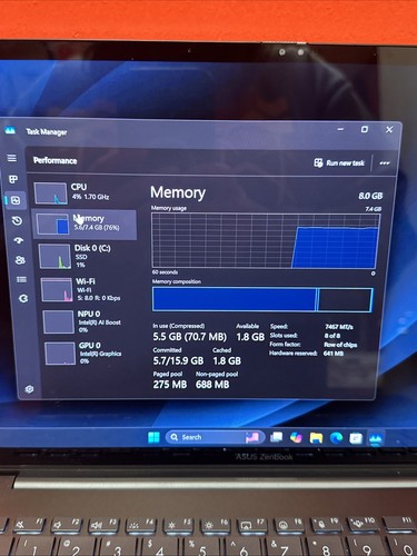 ASUS Zenbook q415m 14" intel core ultra 5 125h 1.2GHz 8GB RAM 512GB! Free Ship! - Picture 12 of 19