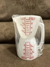 Vtg Tupperware Wet Dry Double Sided Measuring Cup Hourglass Pitcher 8 oz. NOS
