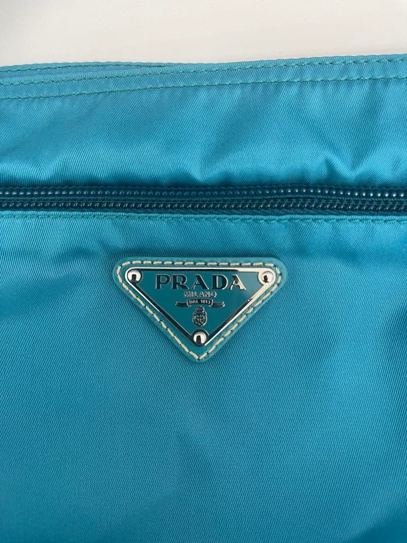 Prada No Gusset Shoulder BT175Z Turquoise Nylon Used  Condition thumbnail 5
