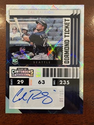 2022 Panini Contenders RC Auto Cal Raleigh Rookie #9 Diamond Ticket 5/15!